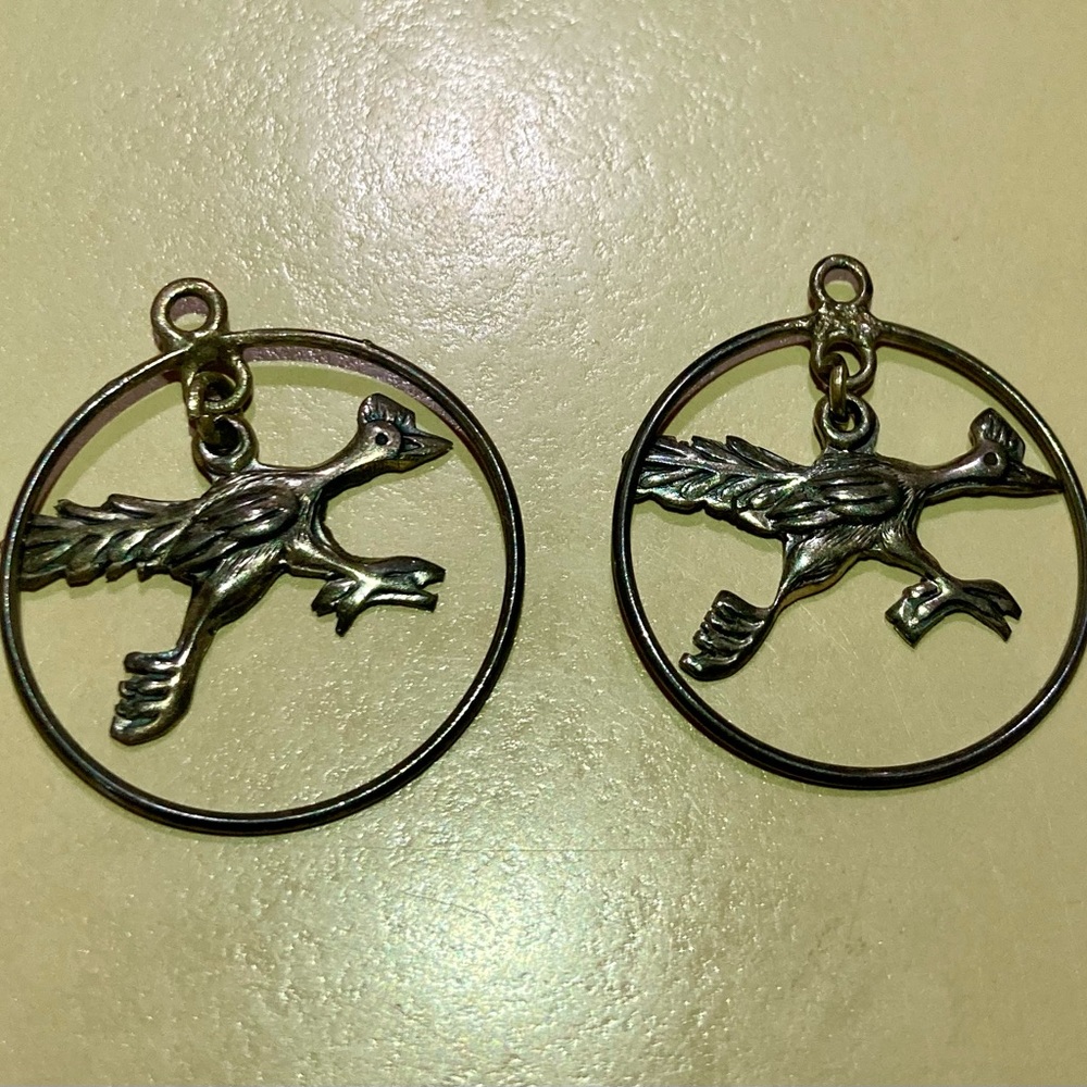 925 TAXCO STERLING SILVER ROADRUNNER 2PC. VINTAGE DANGLE CHARMS
